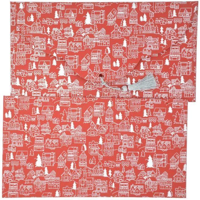 PAPERTREE Lot de 5 Enveloppes cadeau MERRY 19*10 Rouge {couleur}