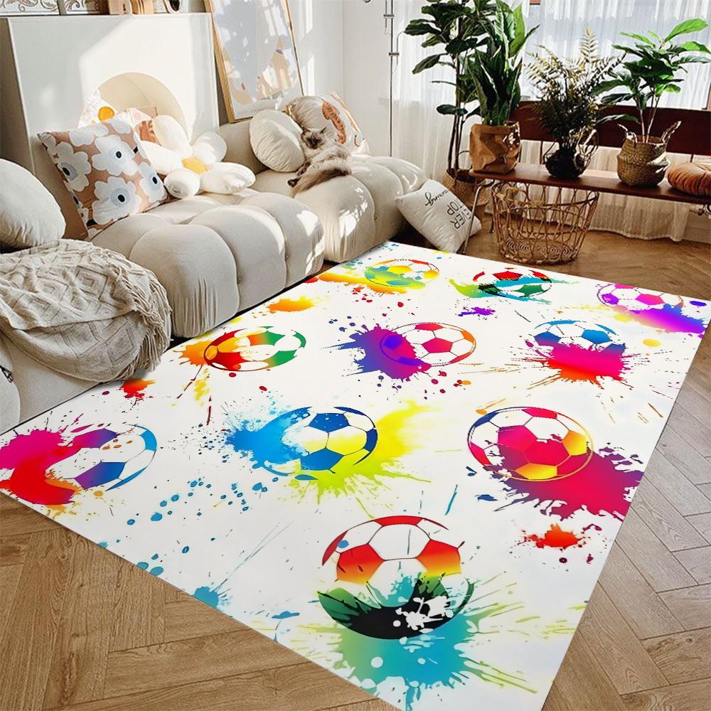 Football Area Rug Soccer Floor Decor Washable Carpet for Living Room Bedroom Kid Room Gamer Room Stylish Sports Themed Rug