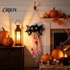 Scary Halloween Door Ornaments Decoration, Spooky Wooden Spider Web Skeleton Hand Wall Hanging Lighted Party Decor Ornament with Blood Gauze