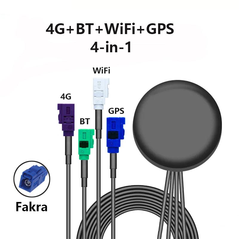 1Pcs 4G+4G+GPS+WIFI Antenna Four in One 2.4G LTE+GPS+2.4Ghz Bluetooth 5G Combined Antenna Outdoor Paste 1.5M SMA FAKRA