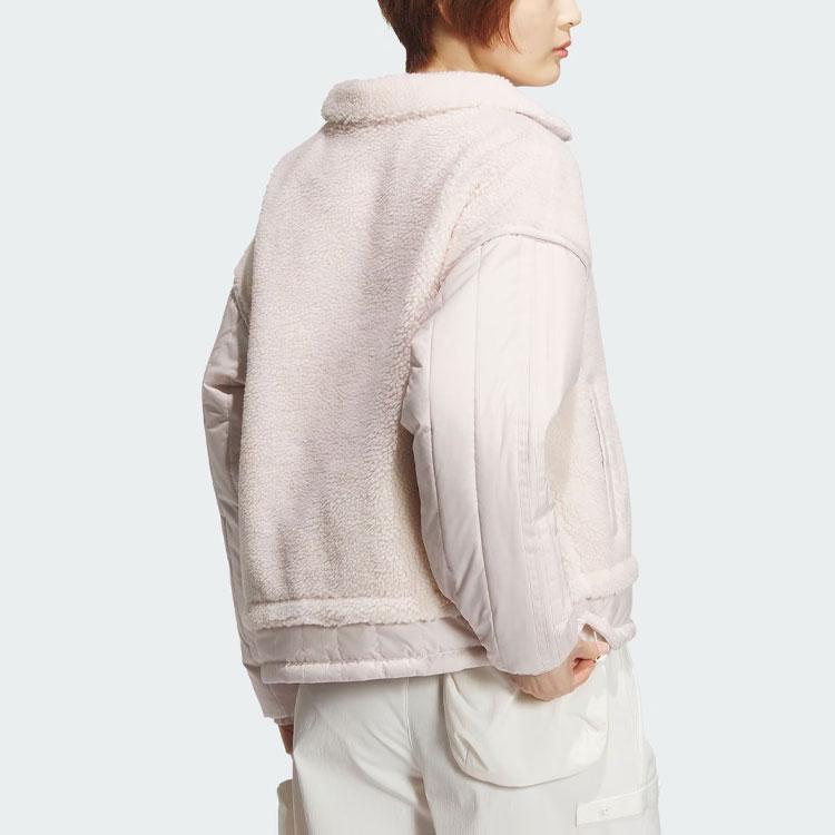 Adidas Year Of The Dragon CNY Series Embroidered Reversible Plus Velvet Sports Casual Loose Jacket Women Outerwear Light-Purple Pink IX5956