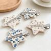 Traceless Hair Clip, Five-Pointed Star Shape Hair Pin with Floral Pattern, Compact Versatile Hair Accessories