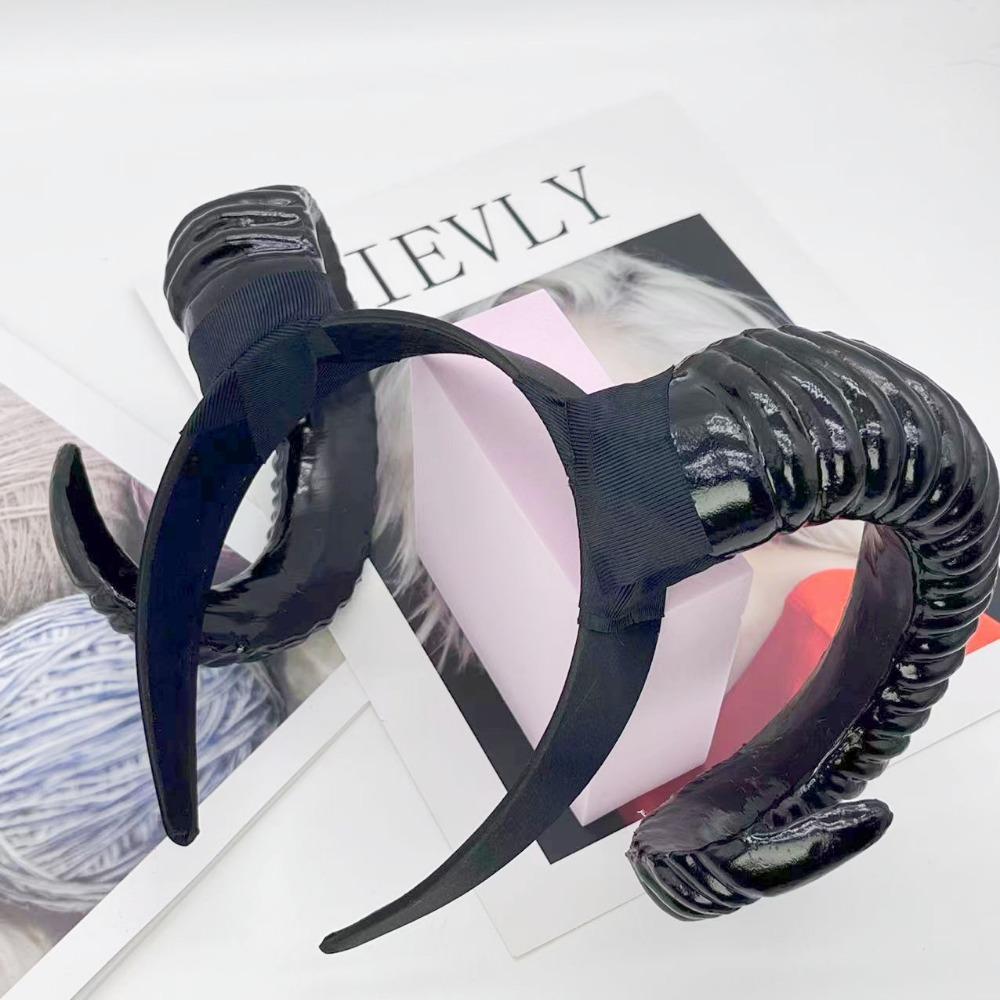 Übertriebene Simulation von Hörnern Halloween Kopfschmuck Teufelshörner Persönlichkeit Verkleidungs-Requisiten Dunkle Cosplay-Accessoires Damen P49