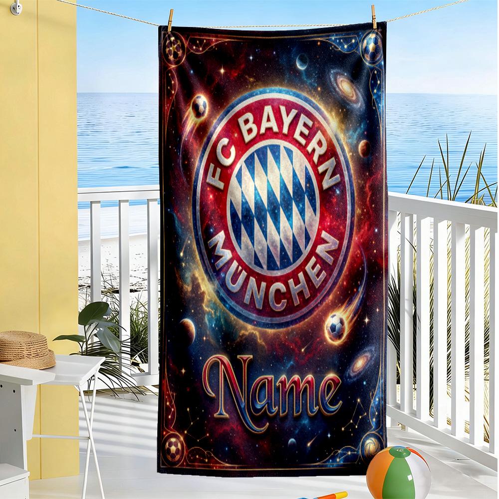 Bayern Munich Cosmic Jersey Customize Your Name Beach Towel Soft Durable Quick-Dry