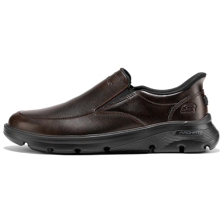 Skechers Casual Comfortable Versatile Casual Leather Shoes Men Shoes Dark-Brown 205518-DKBR 40