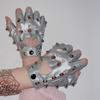 Fingerless Half-palm Gloves PU Leather Patent Leather Gloves Lolita Rivet Gloves  Hip-Hop