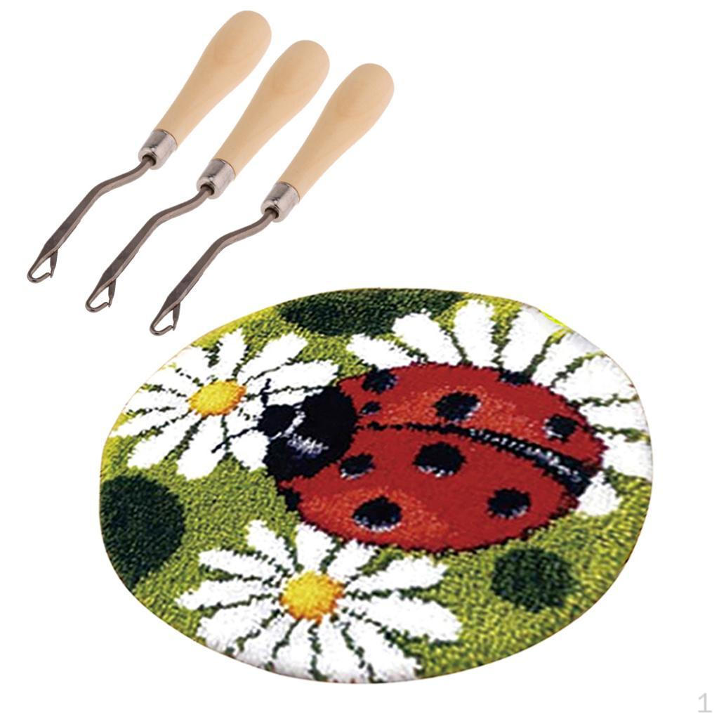 Buy Latch Hook Kits DIY Ladybug Carpet Embroidery Cushion W/ Wooden