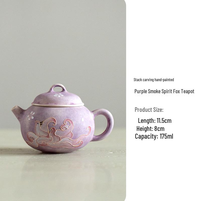 Hand-Painted Nine-Tailed Ceramic Teapot Set for Women - Xi Shi Gongfu Style