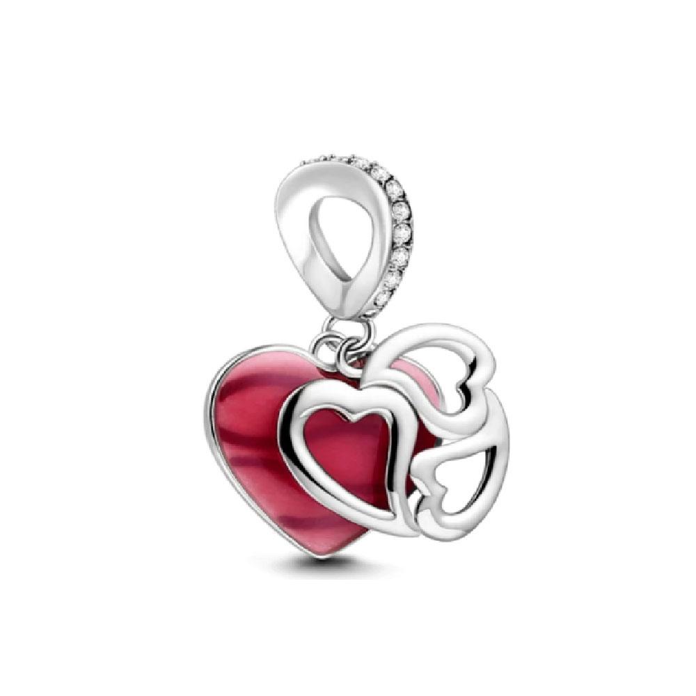 New Copper Red Charms Medical Staff Heart Bead Fit Original Charm Bracelet For Women Diy Fashion Jewelry Making Cherry