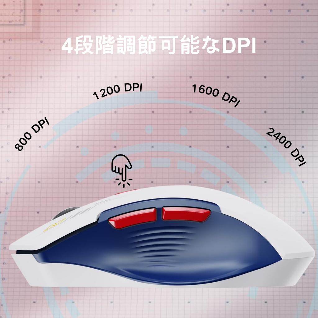Wireless Visible Rechargeable Wireless 4 Adjustable DPI Optical Mouse for Laptop PC White and Blue Mouse, [Upgraded] Display, Mouse, 2.4G USB, Levels,