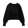 2026 Autumn Winter Solid Color V-Neck Cut-out Knit Sweater with Long Sleeves