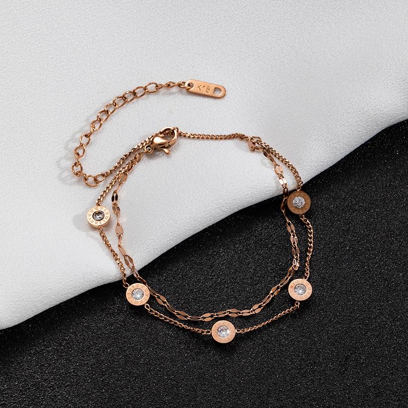 Dvojvrstvový prívesok s rímskymi číslicami v štýle vintage punk pre ženy Módny náramok s kúzlom pre ženy