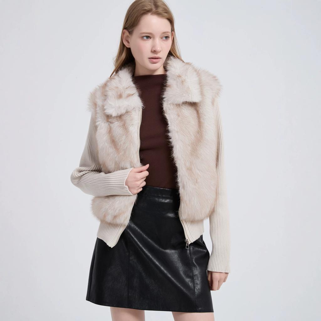Removable sleeves, fur cotton-padded clothes, women's winter new velvet European and American cotton-padded jackets, cotton-padded jackets, and vests.