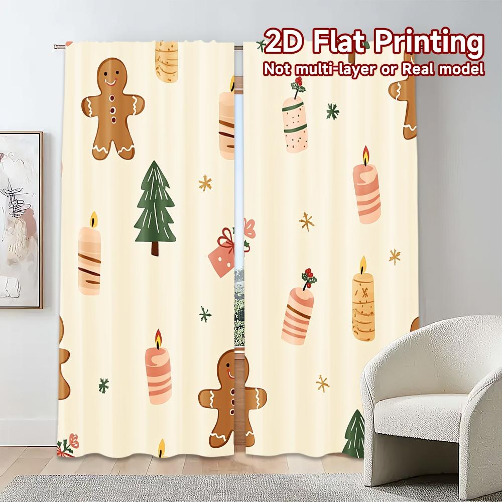 2pcs,Curtains Christmas Candy Tree Popular Fashionable Curtains Fabric Curtains Versatile All for Semi-Transparent Privacy