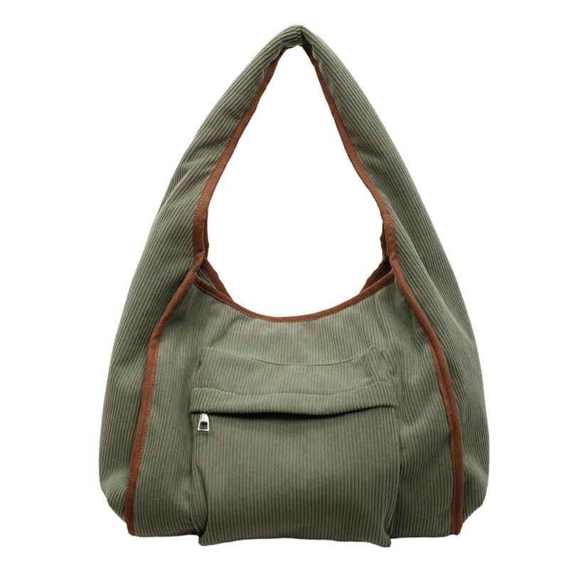 Corduroy Tote Bag Women's Commuter Shoulder Bag Large Capacity Student Class Handbag