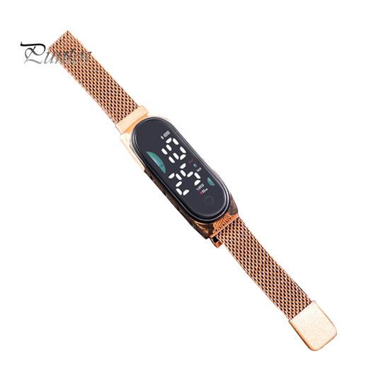 LED-Digitaluhr, wasserdicht, Magnet, Edelstahllegierung, Touchscreen, lesbares Zifferblatt, hohe Genauigkeit, langes Zifferblatt, batteriebetriebene Unisex-Sportarmbanduhr