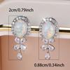 Cute Female White Opal Stone Stud Earrings Silver Color Wedding  For Women