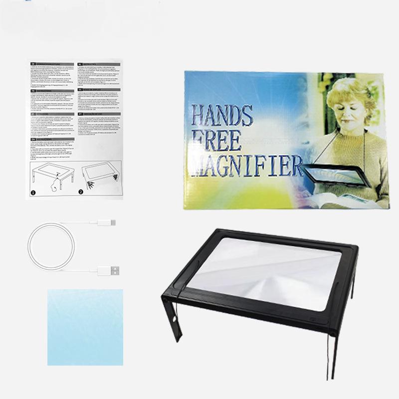 

Desktop/neck Mounted Multifunctional Magnifying Glass with 12 Led Beads and 3X Magnification for Elderly Readers 3x