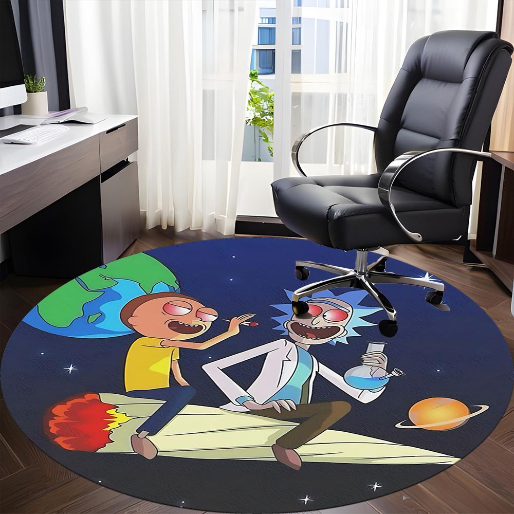 1pz Tappeto Rotondo Rick and Morty per Ufficio, Sotto Sedie da Ufficio Camera da Letto Soggiorno Arredamento Casa, Decorazione Stanza, Disponibile in Varie Misure