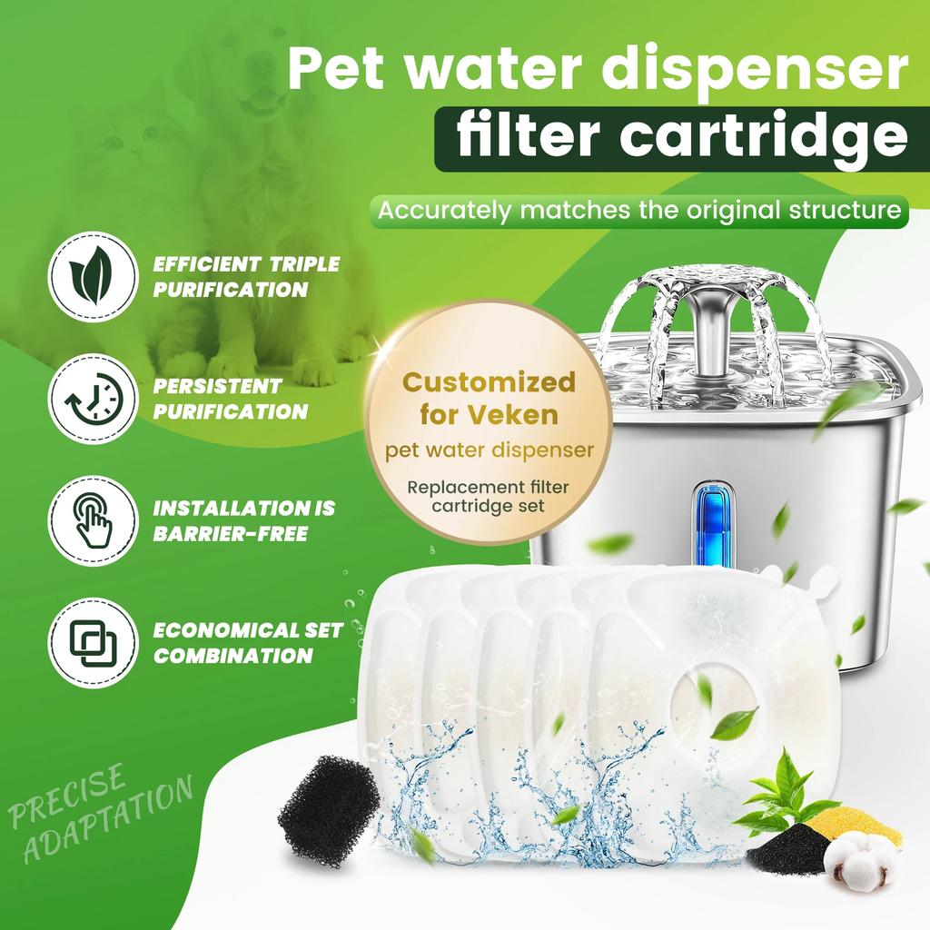 8/40 Pcs Pet Fountain Filter Replacement Efficient Cat Dog Water Fountain Filter with Triple Filtration System Pet Supplies