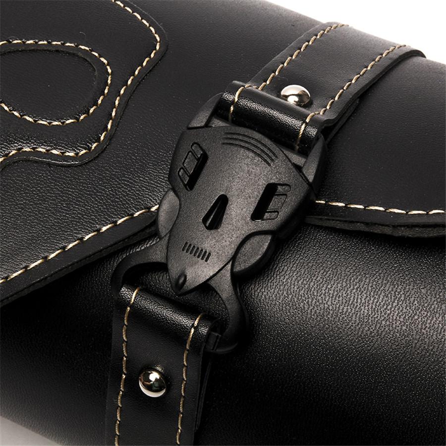 Universal Motorcycle 12" Front Fork Tool Bag Pouch Luggage SaddleBag PU Leather Skull For Harley