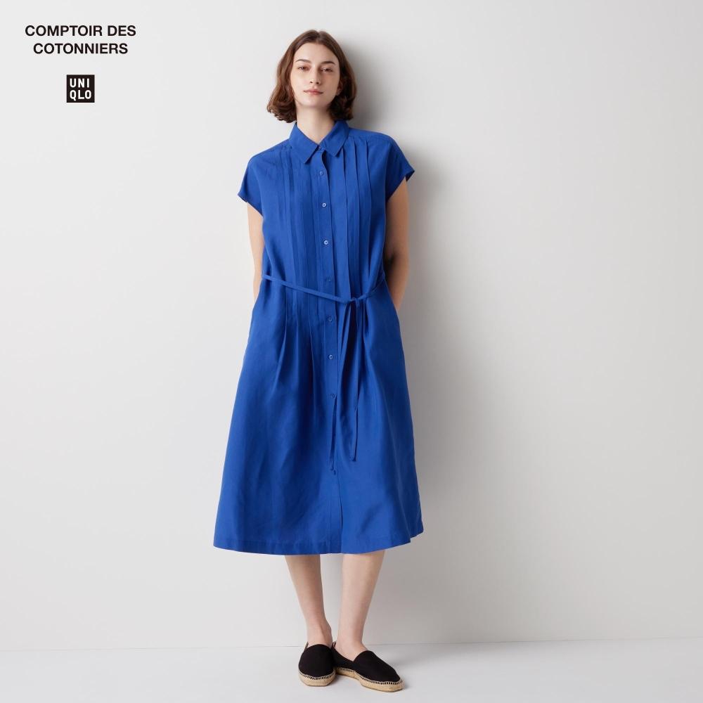 

Платье-рубашка UNIQLO из смесового льна с короткими рукавами
