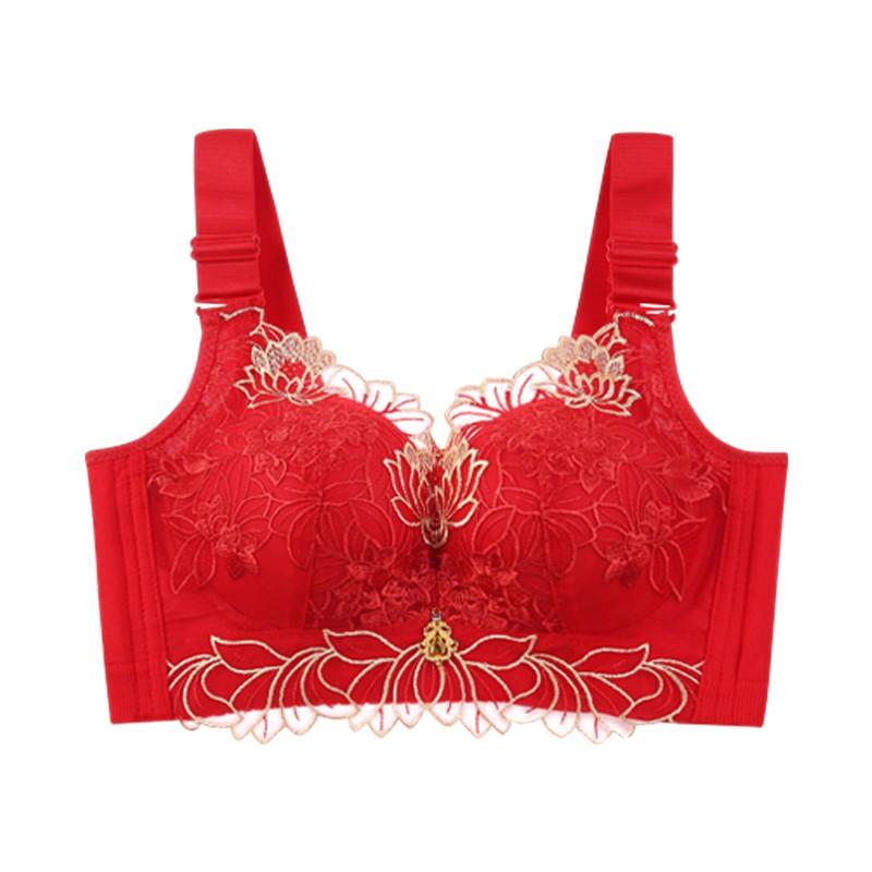 [Big Chest Display Small Artifact] Color Blocked Lace Double Breastfed Bra Concentrated Collection Style Gray Butterfly