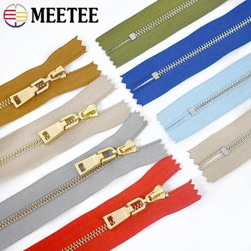 5Pcs Meetee 15/18/20/25/30cm 3# Metal Zippers Close-End Auto Lock Zips for Bag Garment Zip Closure Repair Sewing Accessories