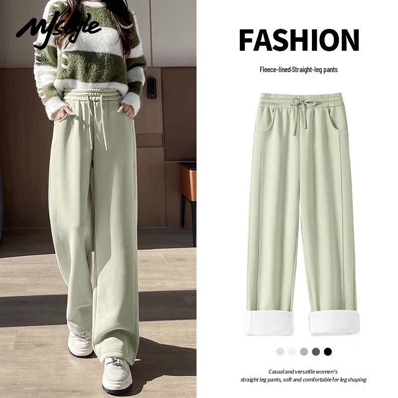 

MJ STYLE Women s Fleece-Lined Straight-Leg Trousers M
