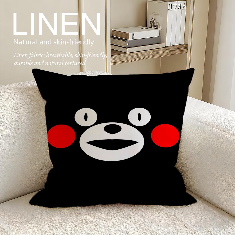 Süßer Kumamon Kissenbezug Leinen Dekorative Kissenhülle Set Stk x x x Atmungsaktiv Waschbar Sofakissenbezug