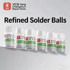 Bile de lipit YCS BGA, 0,3-0,55 mm, diverse dimensiuni, ambalate în sticle cu 25.000 de bile, pentru placare cu cositor BGA a cipurilor IC mobile.