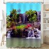 Bathroom Decor Waterproof Shower Curtain Tropical Waterfall Design for Bathtub Coverings White Color Polyester Fabric (200 x 180