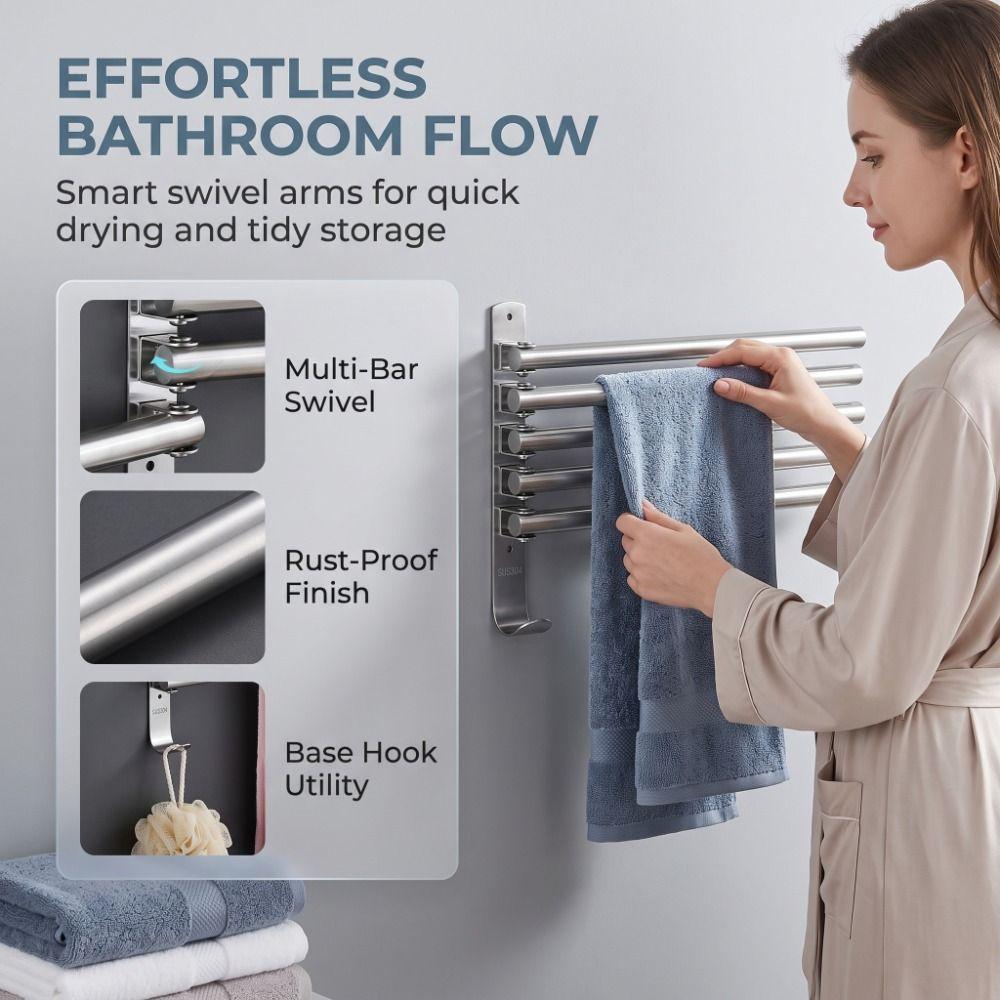 Swivel Out Towel Racks Stainless Steel Towel Holder Organizer Towel Bar Home Bathroom Kitchen