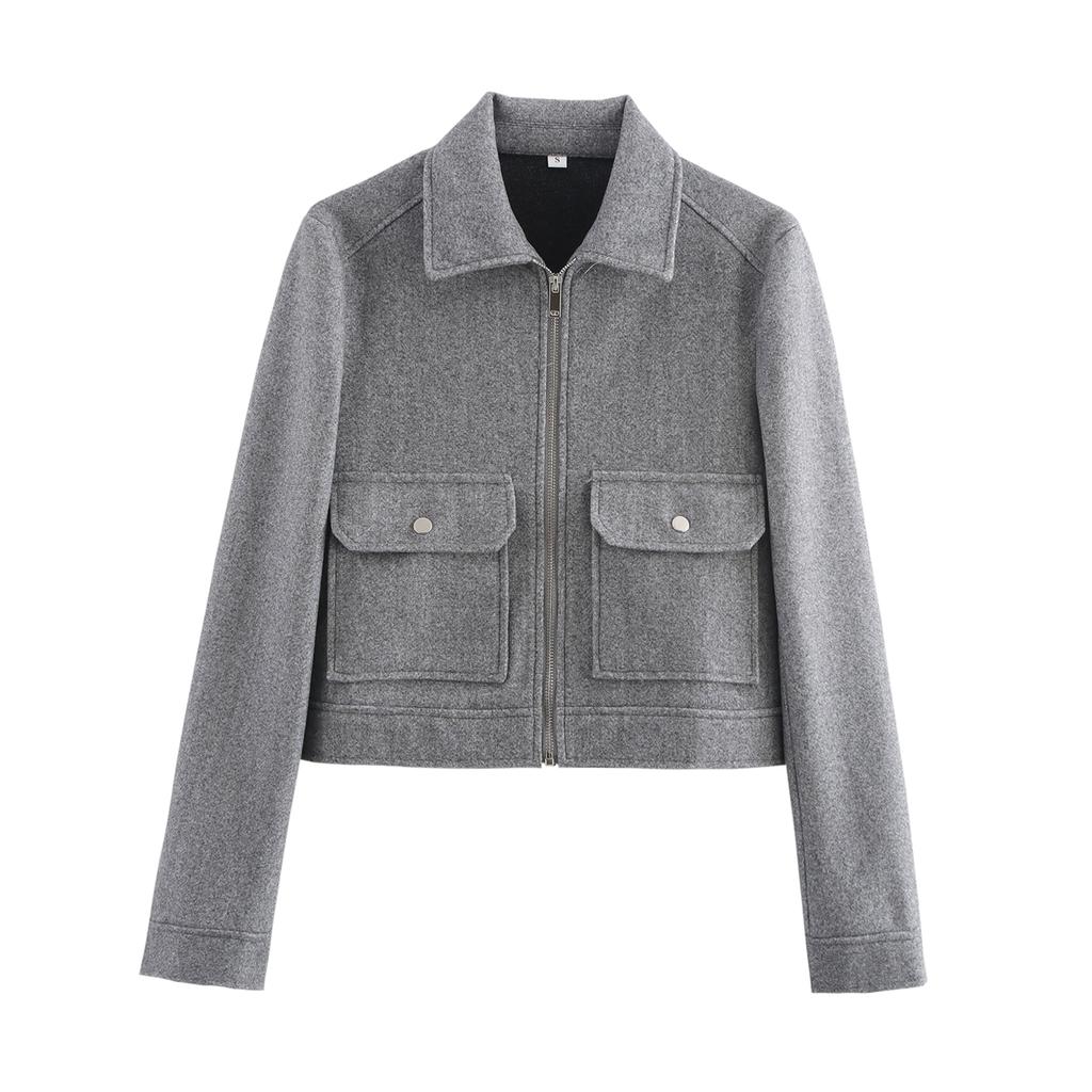 Women's Zipper Jacket Coat New Winter Long Sleeve Pocket Outerwear Coat Short Street Elegant Women's Jacket