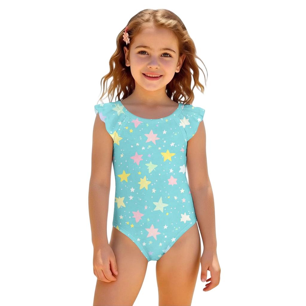 Mädchen Einteiler Badeanzug Sternenprint Ärmellos Sommer Badebekleidung Kinder Strandbekleidung Pool Badeanzug für Kleinkinder und Kinder