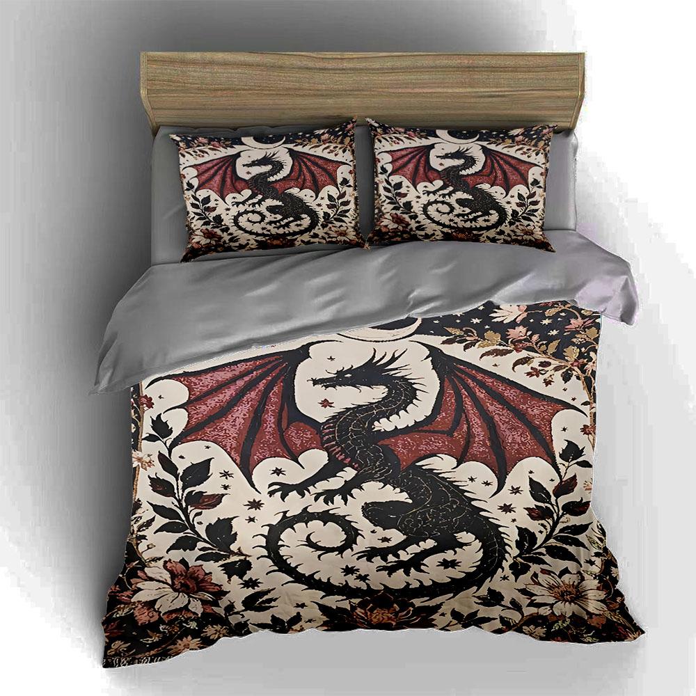 Dragon, Floral, Celestial. Bedding Duvet Cover Sets Duvet Covers Pillowcases Gifts (1 * Duvet Cover 2 * Pillowcases, Without Duvet Insert)