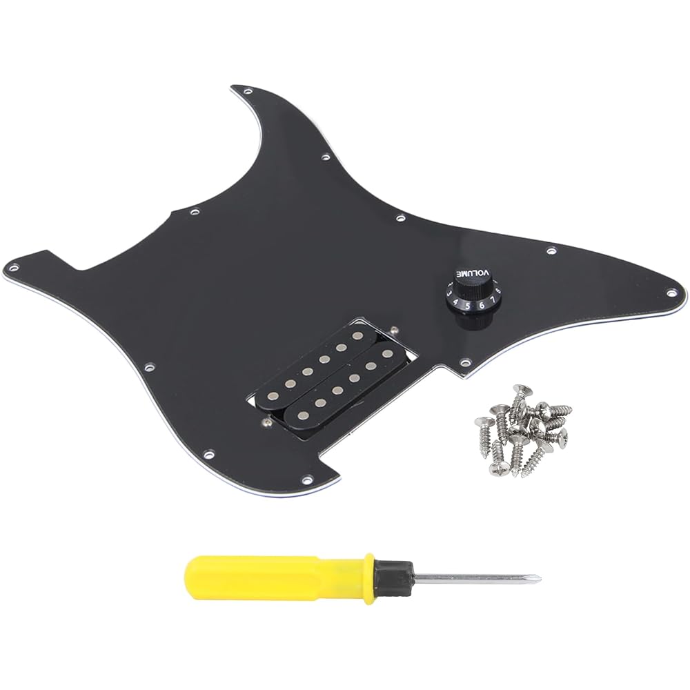 Yibuy Pre-wired Electric Guitar Pickguard, Dual Pickups, 3-Ply Black, 280x224mm, with Screws