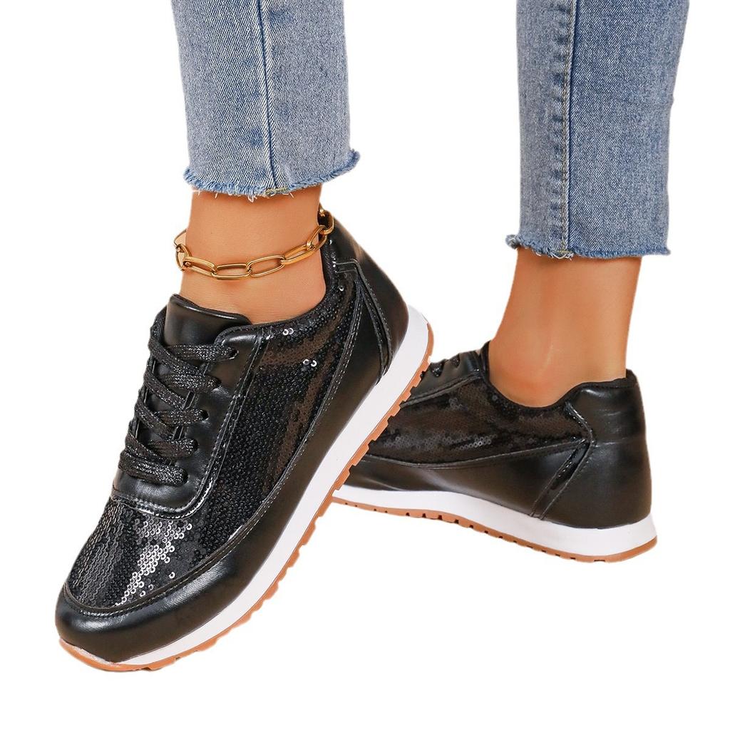 Fashion Autumn New Women Casual Shoes Woman Fashion Sequin Canvas Sneakers Female Shallow Platform Vulcanize Shoes Zapatillas Mujer