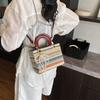 Rainbow Small Bag Portable Princess Diana Bag Women's New Summer Niche Contrasting Color Woven Messenger Bag