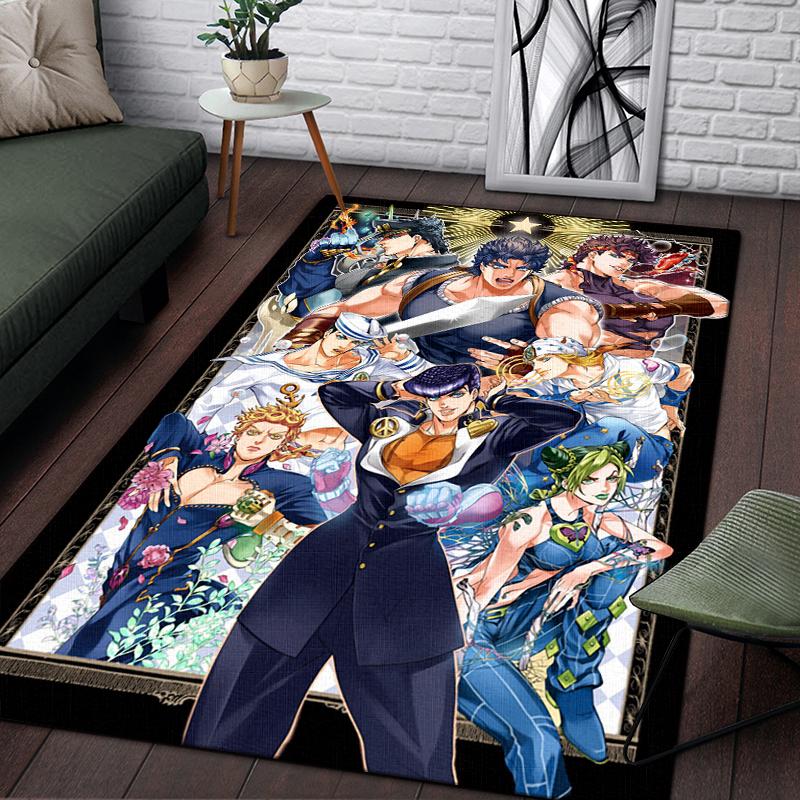 Jojo Anime piękny obraz dywan do salonu duży dywanik czarny miękki dywan maty do dekoracji domu dywaniki Boho piknik