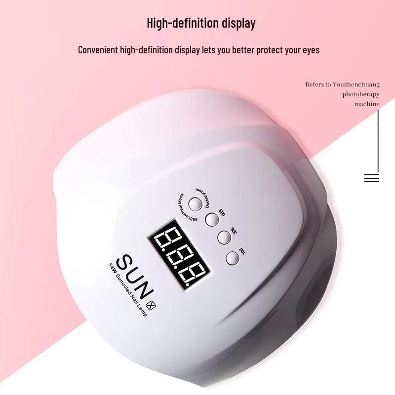 54W Smart LED Nail Lamp: Quick-Dry Gel Nail Polish Dryer with SUNX Technology
