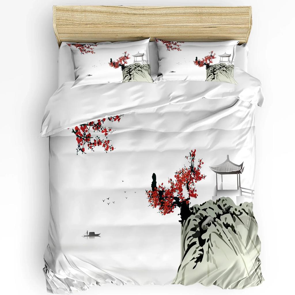 Chinese Style Plum Blossom Magpie Carp Duvet Cover with Pillow Case Custom 3pcs Bedding Set Quilt Cover Double Bed Home Textile