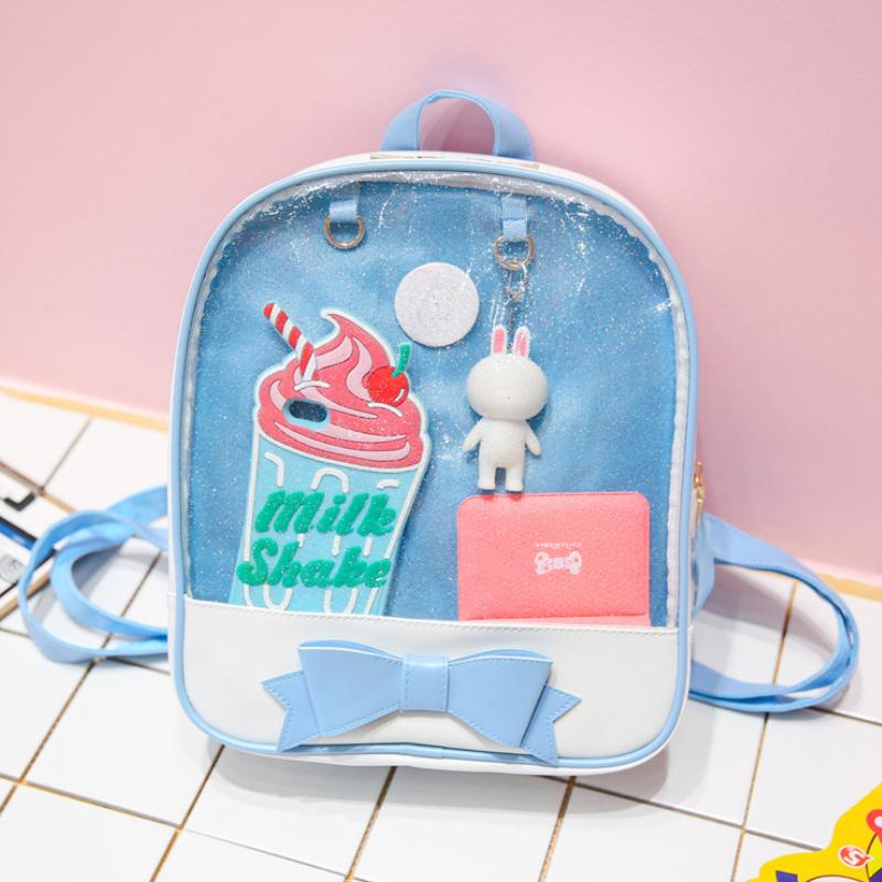 Clear Transparent Kawaii Backpacks Women Harajuku Bow-knot Itabags School Bags for Teenager Girls Designer Ita Bag Bookbag