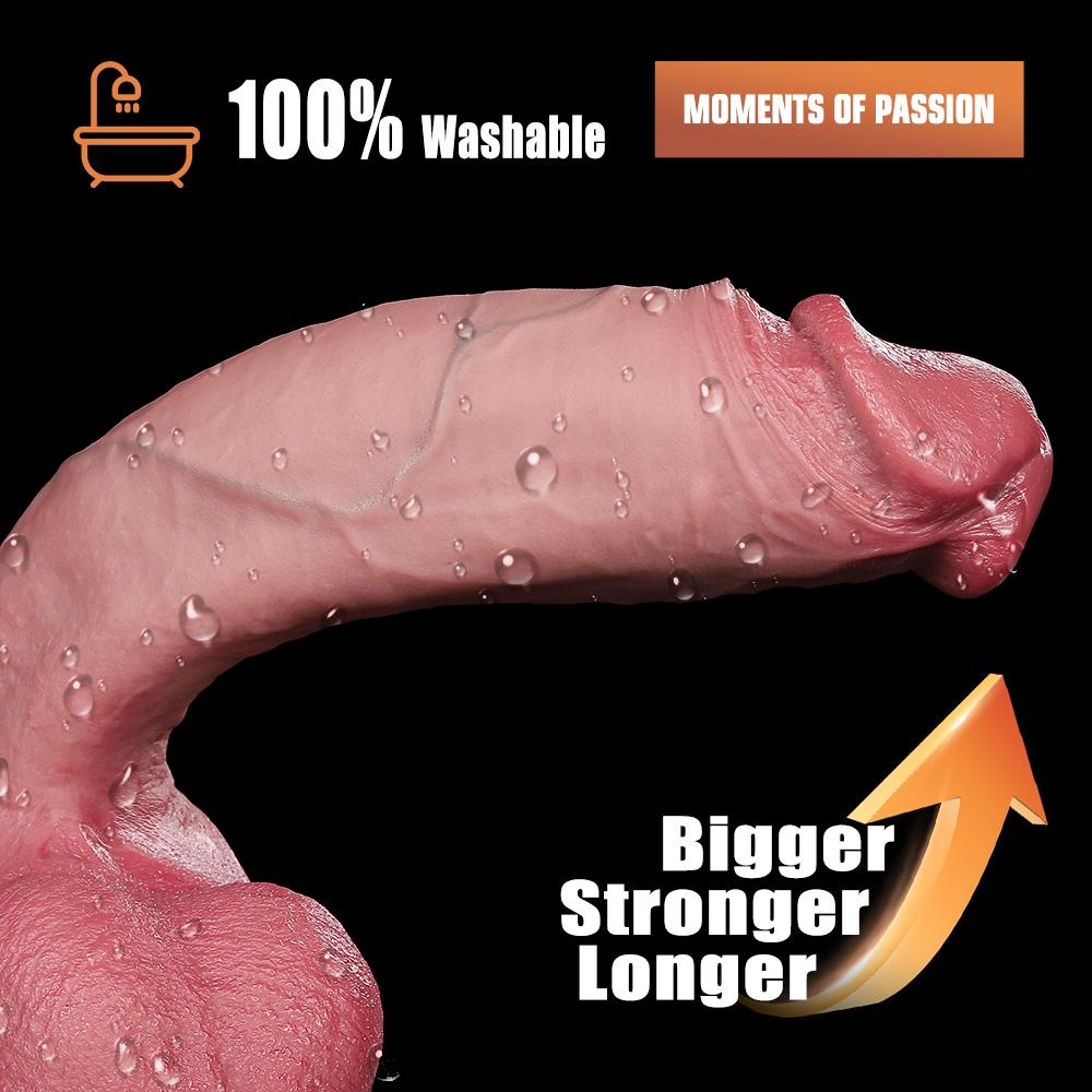 Liquid Silicone Lifelike Penis for G Spot & Anal Play Thick Soft Silicone Dildo Sex Toy with Strong Suction Cup, Hands-Free Adult Sex Toy