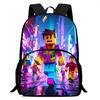 15-Inch Roblox Cartoon Backpack, Large Capacity Back Support Backpack with Front Pocket, Suitable for Unisex Children Aged 5-8