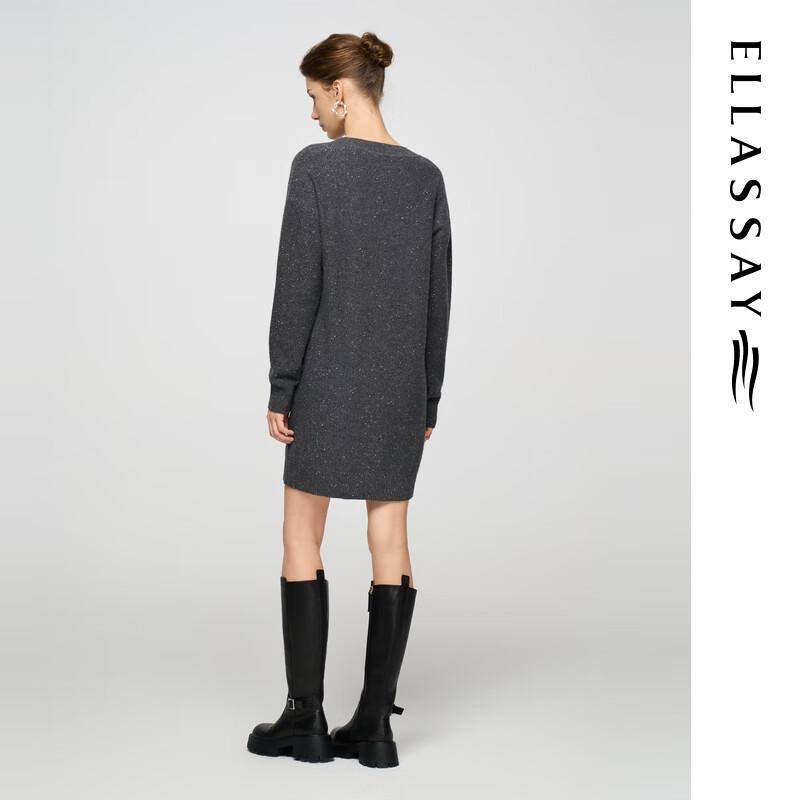 ELLASSAY Women's Cashmere Relaxed Fit V-Neck Knit Dress