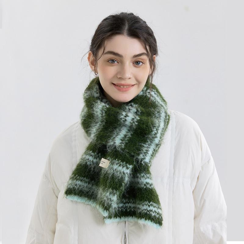 

25 new atmosphere color matching striped wool knitted scarf women s winter warm brushed shawl scarf