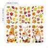 62KD 6 Sheets Autumn Thanksgiving Gnomes Window Clings Decal Fall Pumpkin Maple Leaf Electrostatic Stickers Wall Decor