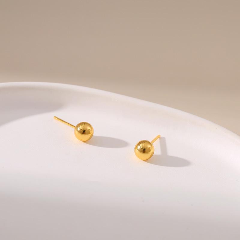 18K Gold-Plated Color-Retaining Geometric Round Earrings for Women Girls Simple Exquisite Metal Texture Earrings Jewelry Gifts