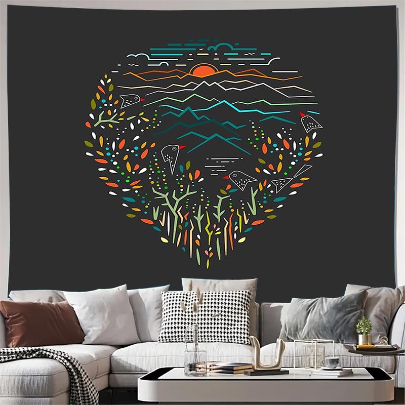 Boho Tapestry Nature Landscape Wall Hanging Forest Trees Mountain Scenic Home Decor Aesthetic Room Divider Dorm Wall Art